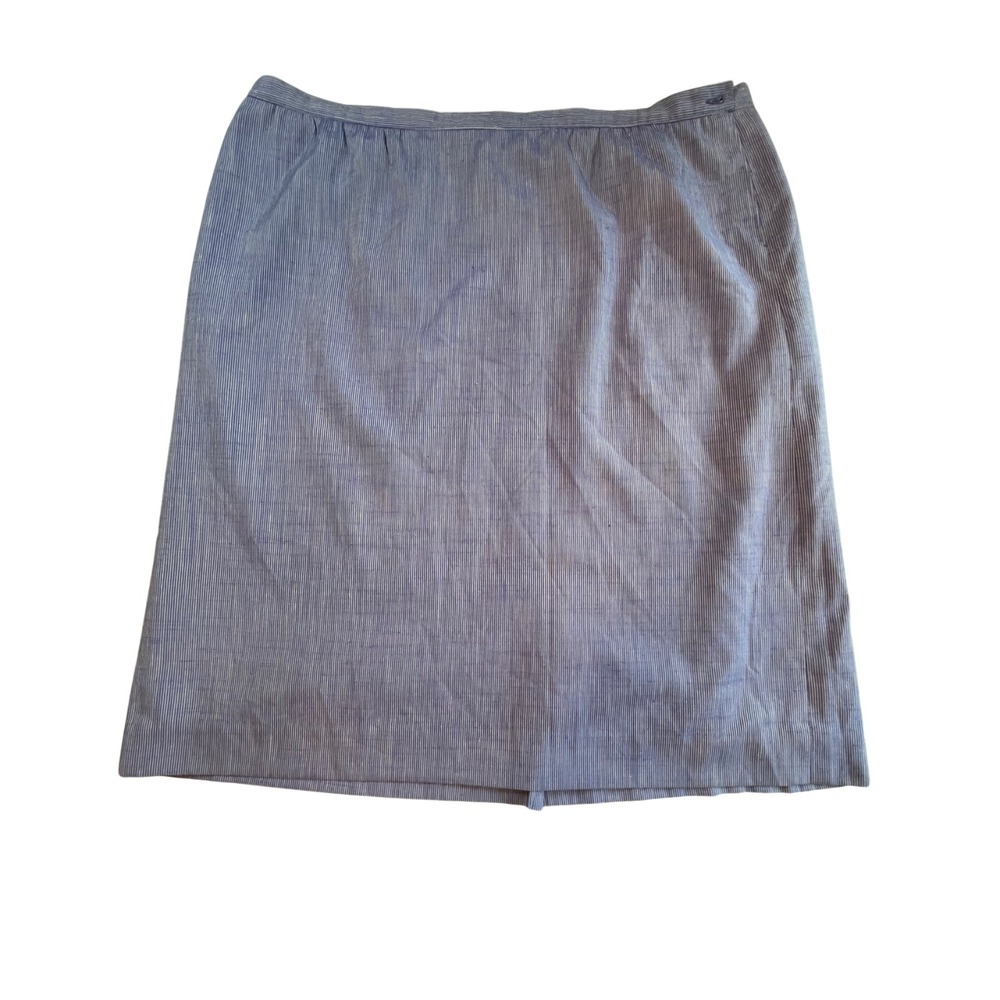 Vintage 80s Pendleton Skirt Purple Blue Ticking Stripe Lined Zip Office Plus 24